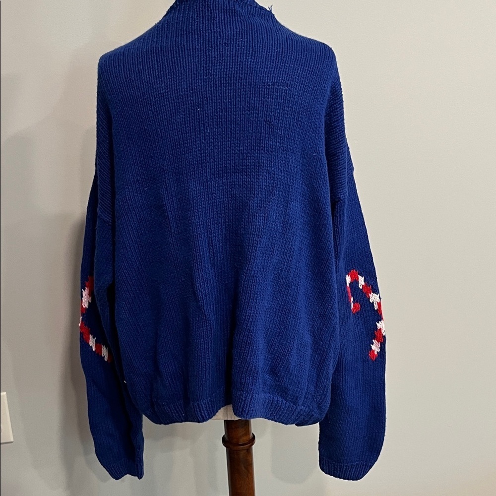 Robert Scott Vintage Knitted Festive Blue Holiday Sweater Cardigan XL - Picture 7 of 7